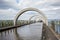 A ferry boat approching canal after has been lifted in Falkirk Wheel