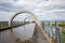 A ferry boat approching canal after has been lifted in Falkirk Wheel