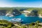 Ferry boat entering Bonifacio port, Corsica island France