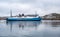 Ferry boat in Kea Tzia island port. Aegean Mediterranean sea, Greece