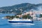 Ferry boat in the Mediterranean Sea Aegean island of Skiathos, Greece