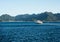 Ferry boat sailing into Kirikushi port on Etajima island in Seto Inland Sea, Japan