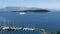 Ferry boat sailing near Corfu town, Greece. Beautiful sea landscape