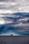 Ferry boat and stormy skies