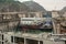 Ferry and boats inside locks of ship lift at Three Gorges Dam, China