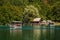 Ferry boats on Plitvice lakes pier, Croatia