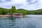 Ferry boats on Plitvice lakes pier, Croatia.