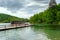 Ferry boats on Plitvice lakes pier, Croatia.