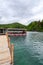 Ferry boats on Plitvice lakes pier, Croatia.