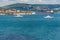 Ferry boats and tanker ship transporting between Asia and Europe