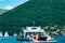 A ferry in the Boka Bay of Kotor in Montenegro, from Lepetane to