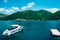 A ferry in the Boka Bay of Kotor in Montenegro, from Lepetane to