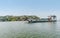 Ferry with cars and people passing by Mwanza on Lake Victoria,