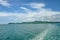 Ferry Cross the sea to Koh chang with Cloudy sky in vacation time