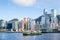 Ferry Crosses Victoria Harbor in Hong Kong