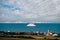 ferry crossing the Channel to arrive in Calais with the English cliffs on the horizon