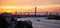 Ferry Crossing River at Sunset