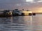 Ferry Docked at Sunset