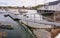 Ferry, fishing boats on the Norwegian harbor