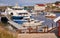 Ferry, fishing boats on the Norwegian harbor