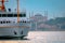 Ferry and Hagia Sophia. Hagia Sophia and ship from Kadikoy Istanbul.