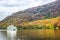 Ferry at Lake Ashi, Autumn Landscape with colorful forest