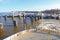 Ferry leaving the Jamestown-Scotland Ferry docks in Surrey, Virginia