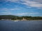 Ferry passing close to Sucuraj lighthouse on Hvar island, Croatia