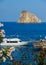 Ferry at the port of Panarea, Italy.