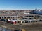 Ferry quay in Sweden with ships and waiting cars