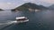 Ferry sails past the islands of Gospa od Skrpjela and St. George, Montenegro