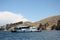 Ferry in the Strait of Tiquina at Titicaca lake, Bolivia