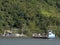 Ferryboat makes the crossing of cars through the Bertioga channel