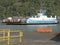 Ferryboat makes the crossing of cars through the Bertioga channel