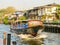 Ferryboat, public motorboat on small channel. Bangkok, Thailand