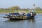 Ferryboat transporting cars and biker