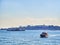 Ferryboats crossing the Bosphorus. Istanbul, Turkey.