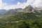 Fertile landscape in the dinaric alps with green forests on the way from shkodar to theth