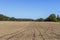 Fertile plowed soil in an agricultural field