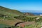 Fertile valley with mango and oranges fruit plantations, vineyards and avocados orchards near Agaete, Gran Canaria, Canary islands