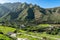 Fertile valley with mango and oranges fruit plantations, vineyards and avocados orchards near Agaete, Gran Canaria, Canary islands