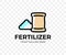 Fertilizers and pesticides, bag and pile, colored graphic design