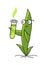 Fertilizers test tube. Seedling plant mascot. Scientist character. Does science. Green sprout. Plant growing