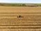 Fertilizing land where sugar cane was planted aerial view