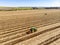 Fertilizing land where sugar cane was planted aerial view