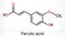 Ferulic acid, coniferic acid, C10H10O4 molecule. It is phenolic acid, an antioxidant, an anti-inflammatory agent, an apoptosis