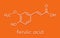 Ferulic acid herbal antioxidant molecule. Skeletal formula.