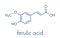 Ferulic acid herbal antioxidant molecule. Skeletal formula.