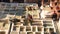 Fes, Morocco, Africa - November 04 2018 : A man hardworking on processing leather inside the Chouara Tannery of Fes, footage video