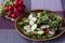 Fesh salad with spinach, cucumber